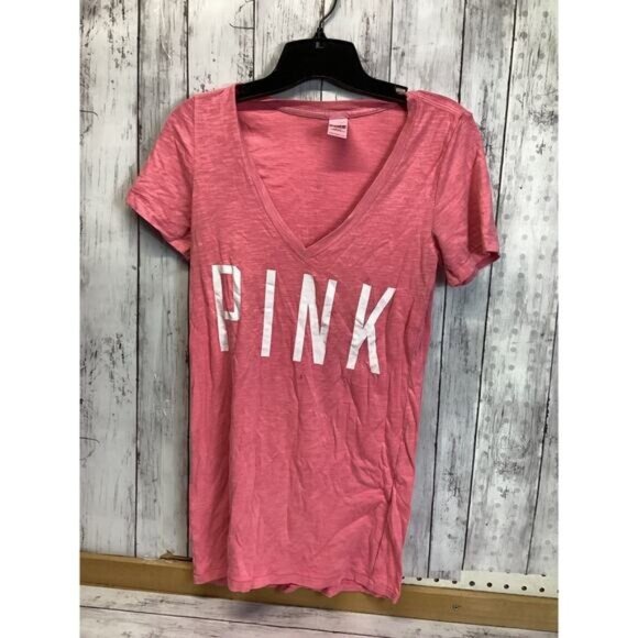T-shirt Manches Longues Victoria's Secret - Noir, Col Rond, Avec Paillettes Rose 'Bling', Neuf Avec étiquette